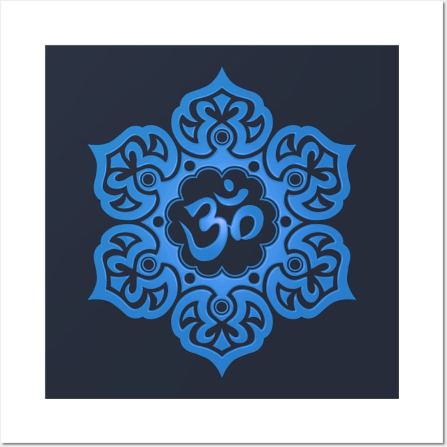 Blue Lotus Flower Yoga Om Wall Art by jeffbartels